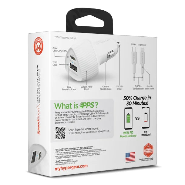 HyperGear® SpeedBoost 25-Watt PD Lightning® Car Kit