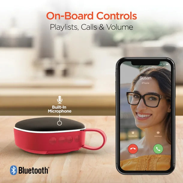 HyperGear® Fabrix Mini Portable Bluetooth® Rechargeable Speaker with Microphone (Red)