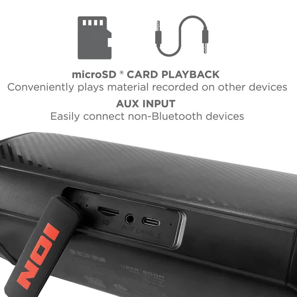 ION® Uber™ Boom Portable Bluetooth® Speaker with Speakerphone, Lights, and Stereo-Link™