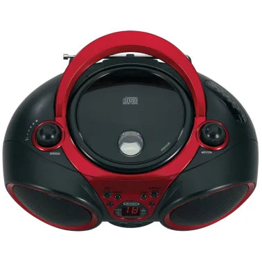 JENSEN® Portable CD Player with AM/FM Stereo Radio, CD-490 (Black/Red)