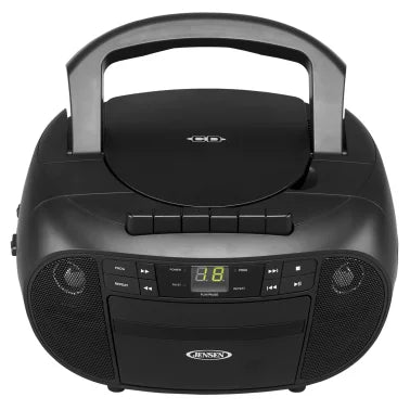 JENSEN® Portable CD Music System with Cassette Player/Recorder and AM/FM Stereo Radio, CD-550 (Black)