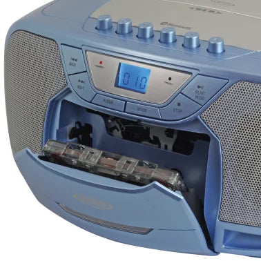 JENSEN® CD-590 1-Watt Portable Stereo CD and Cassette Player/Recorder with AM/FM Radio and Bluetooth® (Light Blue)