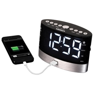 JENSEN® JCR-255 .6-Watt AM/FM Dual-Alarm Digital Clock Radio with Under-Pillow Vibrator