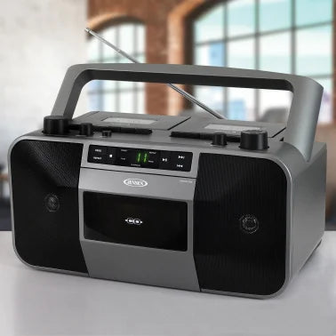 JENSEN® MCR-1500 Portable Stereo CD Player and Dual-Deck Cassette Player/Recorder with AM/FM Radio