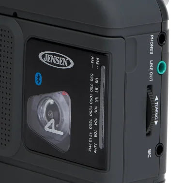 JENSEN® MCR-60 Portable Personal Cassette Player/Recorder with AM/FM Radio, Bluetooth®, and Earbuds