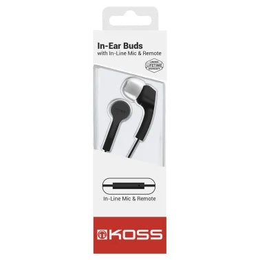 KOSS® KEB9i Earbuds with Microphone and In-Line Remote (Black)