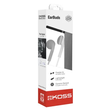 KOSS® On-Ear Earbuds, KE10 (White)
