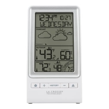 La Crosse Technology® Battery-Powered LCD Wireless 2-Piece Digital Weather Forecast Station with Hygrometer and Calendar