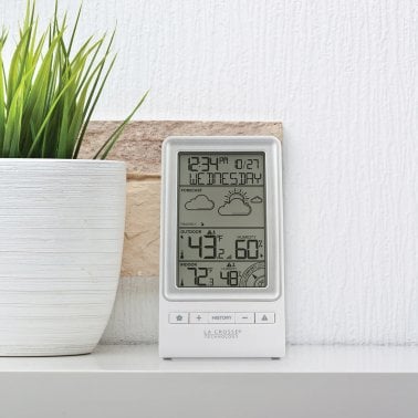 La Crosse Technology® Battery-Powered LCD Wireless 2-Piece Digital Weather Forecast Station with Hygrometer and Calendar