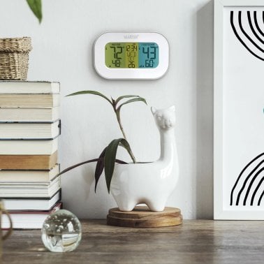 La Crosse Technology® Battery-Powered Tri-Color LCD Wireless 2-Piece Digital Weather Thermometer Station with Hygrometer and Calendar