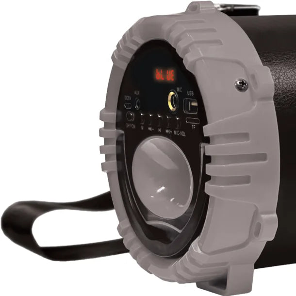 Emerson® Portable Bluetooth® Speaker with LED Lighting, FM Radio, and Carrying Strap, EAS-3001 (Gray)