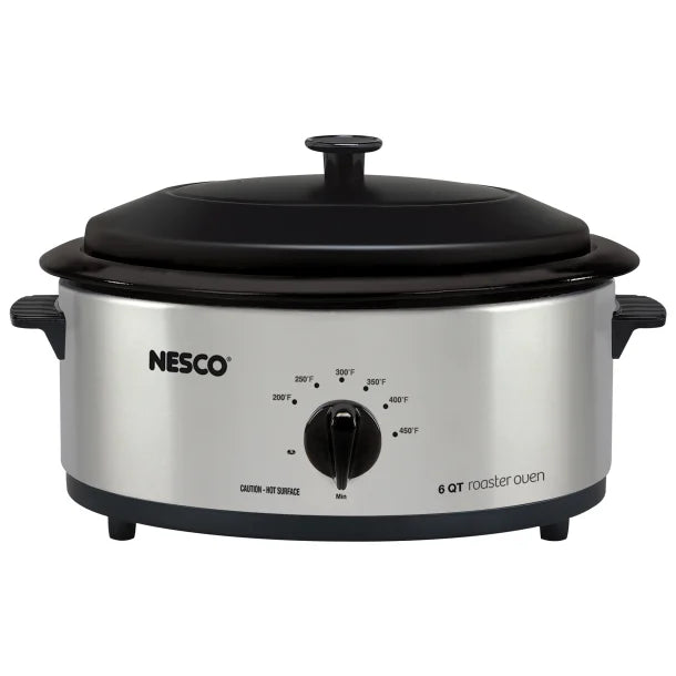 NESCO® 6-Qt. 750-Watt Roaster with Porcelain Cookwell (Silver)