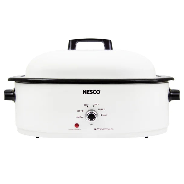 NESCO® 18-Qt. 1,450-Watt Roaster with Porcelain Cookwell (White)