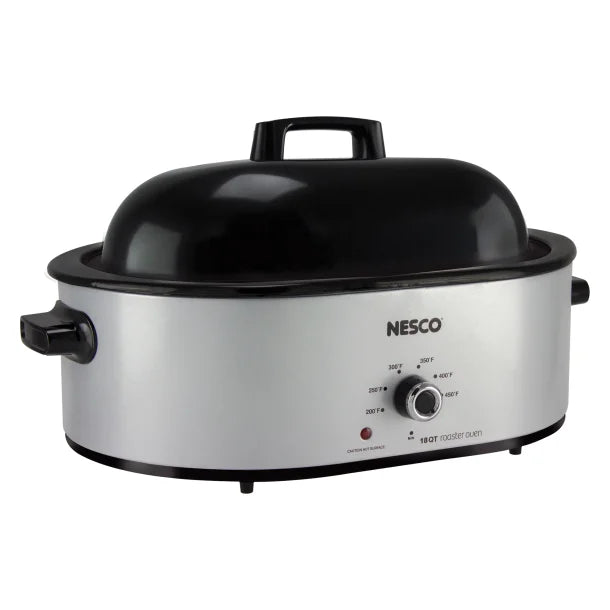 NESCO® 18-Qt. 1,450-Watt Roaster with Porcelain Cookwell (Silver)