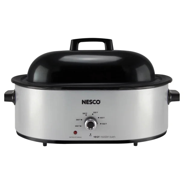 NESCO® 18-Qt. 1,450-Watt Roaster with Porcelain Cookwell (Silver)