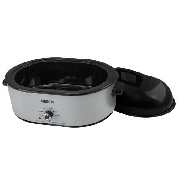 NESCO® 18-Qt. 1,450-Watt Roaster with Porcelain Cookwell (Silver)