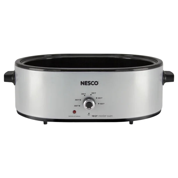 NESCO® 18-Qt. 1,450-Watt Roaster with Porcelain Cookwell (Silver)