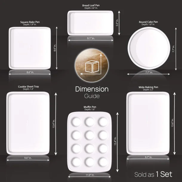 NutriChef 6-Piece Ceramic and Steel Non-Stick Baking Pans with Muffin, Cake, and Cookie Pans