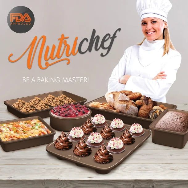 NutriChef 6-Piece Nonstick Kitchen Bakeware Set