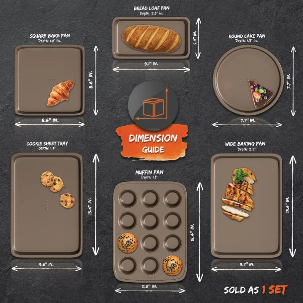 NutriChef 6-Piece Nonstick Kitchen Bakeware Set