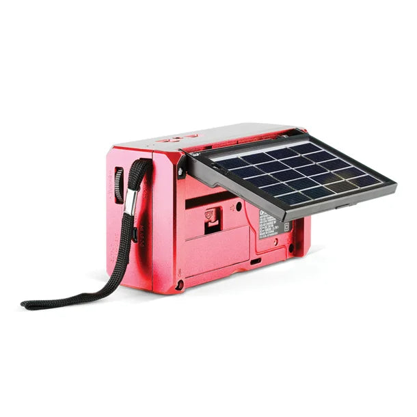 QFX® Portable AM/FM/Shortwave Radio with Bluetooth®, Flashlight, and Solar Panel, Red, R-37