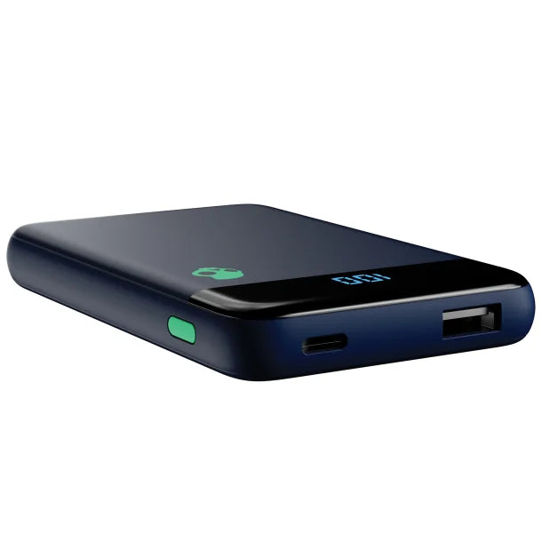Skullcandy® Stash® Mini 5,000 mAh USB-A to USB-C® Portable Charger with Split Charging Cable (Dark Blue / Green)