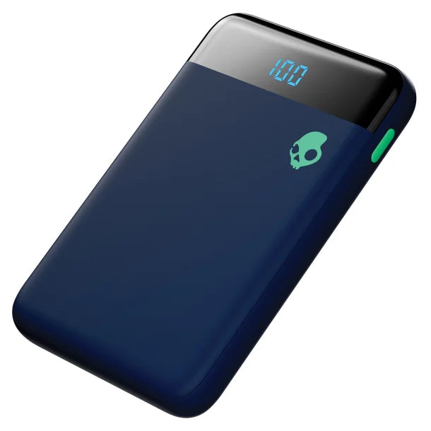 Skullcandy® Stash® Mini 5,000 mAh USB-A to USB-C® Portable Charger with Split Charging Cable (Dark Blue / Green)