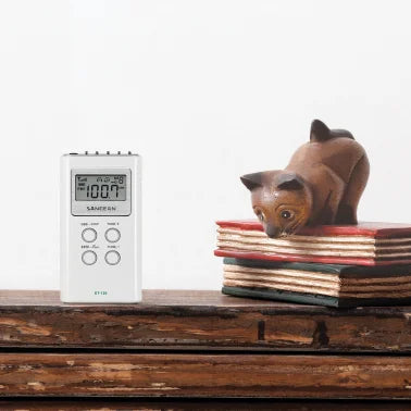 Sangean® Portable Pocket AM/FM Digital Clock Radio (White)