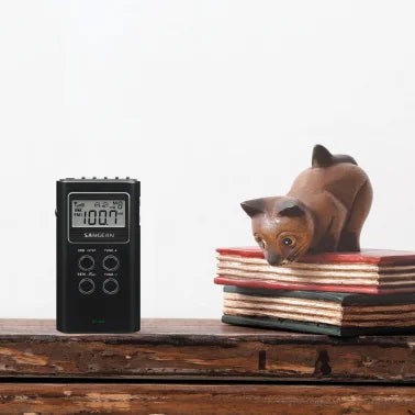 Sangean® Portable Pocket AM/FM Digital Clock Radio (Black)