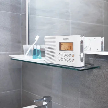 Sangean® H201 Portable 3-Band AM/FM/Weather-Alert Water-Resistant Shower Clock Radio