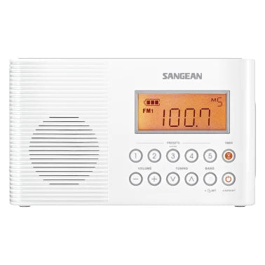 Sangean® H201 Portable 3-Band AM/FM/Weather-Alert Water-Resistant Shower Clock Radio