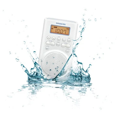 Sangean® H205 Portable 3-Band AM/FM/Weather-Alert Waterproof Shower Clock Radio