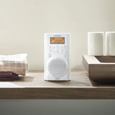 Sangean® H205 Portable 3-Band AM/FM/Weather-Alert Waterproof Shower Clock Radio