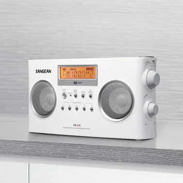 Sangean® PR-D5 FM-Stereo/AM Portable Digital-Tuning Radio (White)