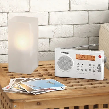 Sangean® PR-D7 Portable AM/FM Rechargeable Compact Digital-Tuning Radio (White)