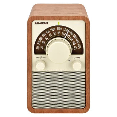 Sangean® WR-15 Tabletop Retro Wooden Cabinet AM/FM Analog Radio Receiver, Walnut