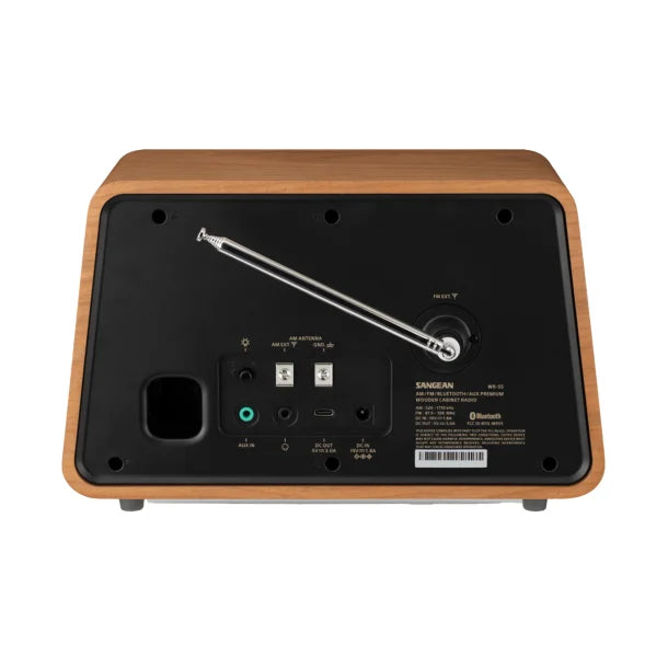 Sangean® Retro-Style AM/FM/Bluetooth® Wooden Cabinet Tabletop Radio, Natural Cherry, WR-55