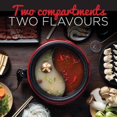 THE ROCK™ by Starfrit® Dual-Sided 3.2-Qt. Electric Hot Pot, Red