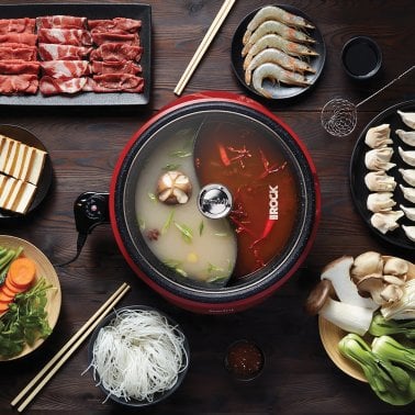 THE ROCK™ by Starfrit® Dual-Sided 3.2-Qt. Electric Hot Pot, Red