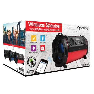 IQ Sound® IQ-1525BT Wireless Bluetooth® Speaker (Black)