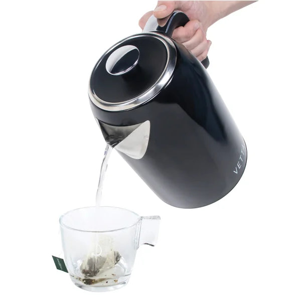 VETTA 1.75-Qt. Stainless Steel Retro Electric Kettle with Strix® Controller, Black