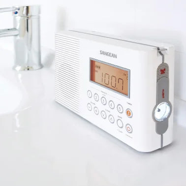 Sangean® H201 Portable 3-Band AM/FM/Weather-Alert Water-Resistant Shower Clock Radio