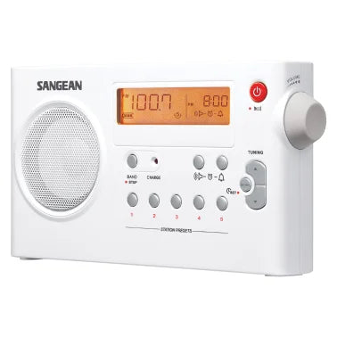 Sangean® PR-D7 Portable AM/FM Rechargeable Compact Digital-Tuning Radio (White)