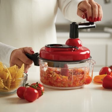 gia'sKITCHEN™ Multipurpose Manual Food Processor, Red and Black