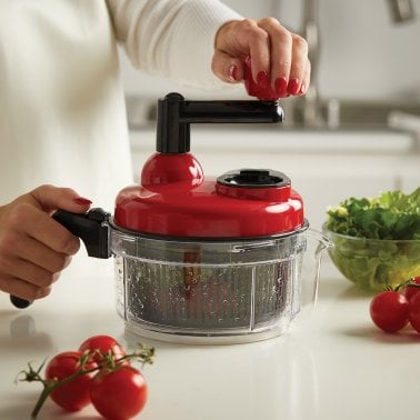 gia'sKITCHEN™ Multipurpose Manual Food Processor, Red and Black