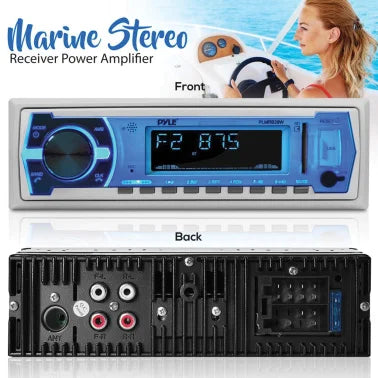 Pyle® Single-DIN In-Dash Digital Marine Stereo Receiver with Bluetooth® (White)