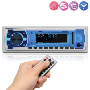 Pyle® Single-DIN In-Dash Digital Marine Stereo Receiver with Bluetooth® (White)