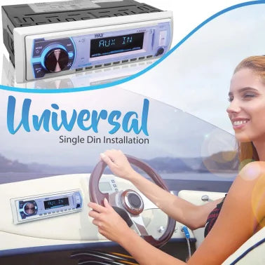 Pyle® Single-DIN In-Dash Digital Marine Stereo Receiver with Bluetooth® (White)