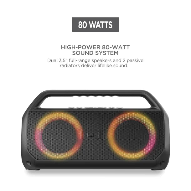 ION® Uber™ Boom Ultra Portable Bluetooth® Boom Box with Speakerphone, Lights, and Stereo-Link™