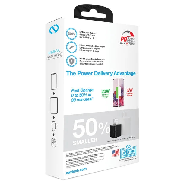 Naztech® 20-Watt Power Delivery Mini Fast Wall Charger (Black)